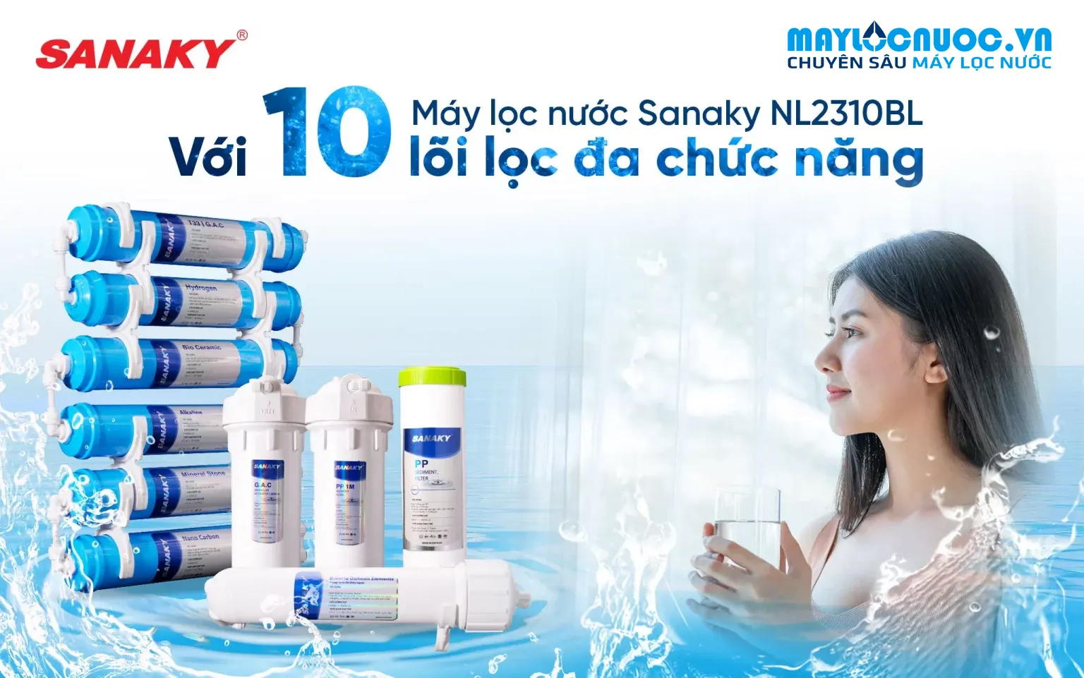 Máy lọc nước Sanaky NL2310BL - 10 cấp lọc