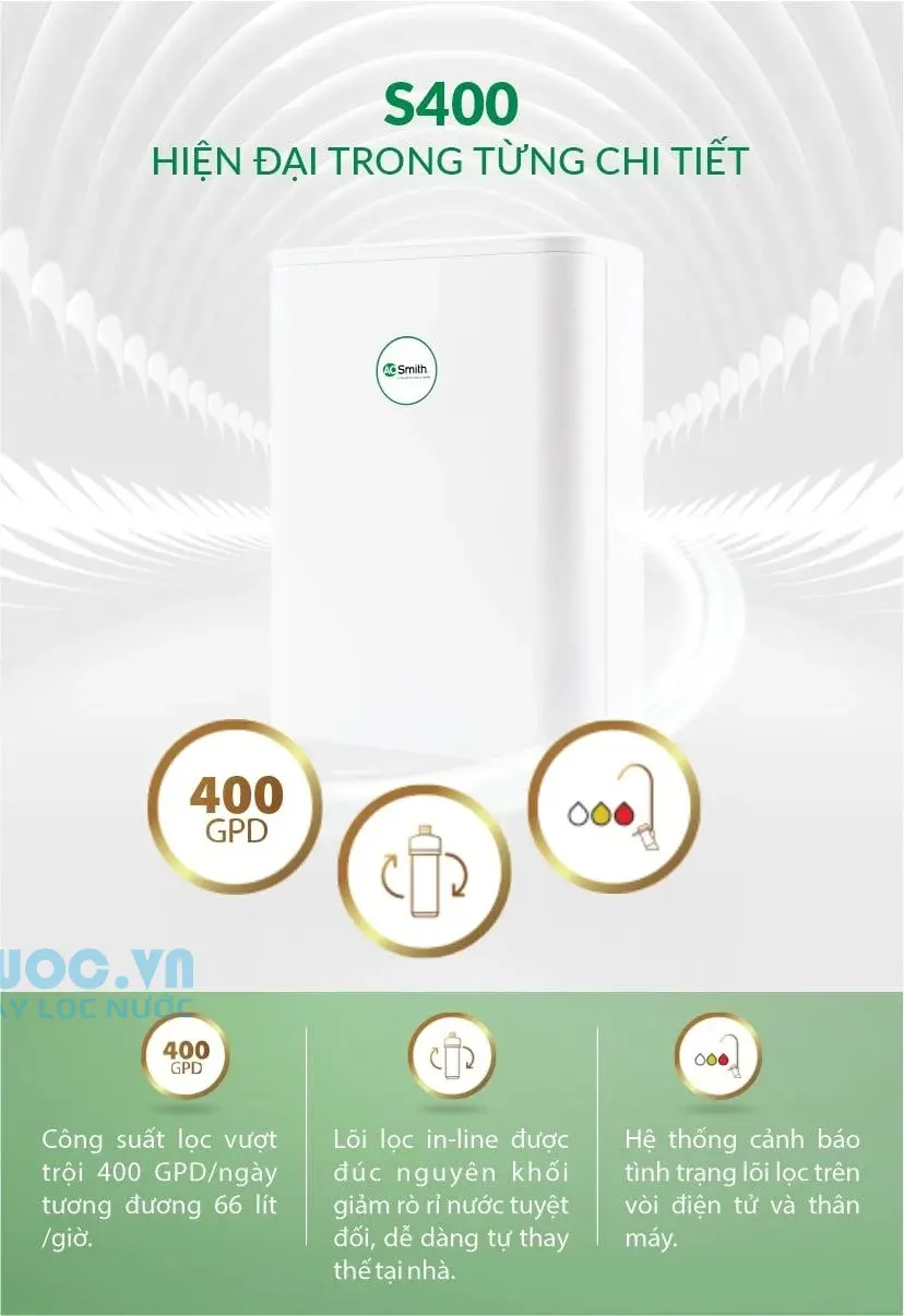 Máy lọc nước A. O. Smith S400 - 5 cấp lọc