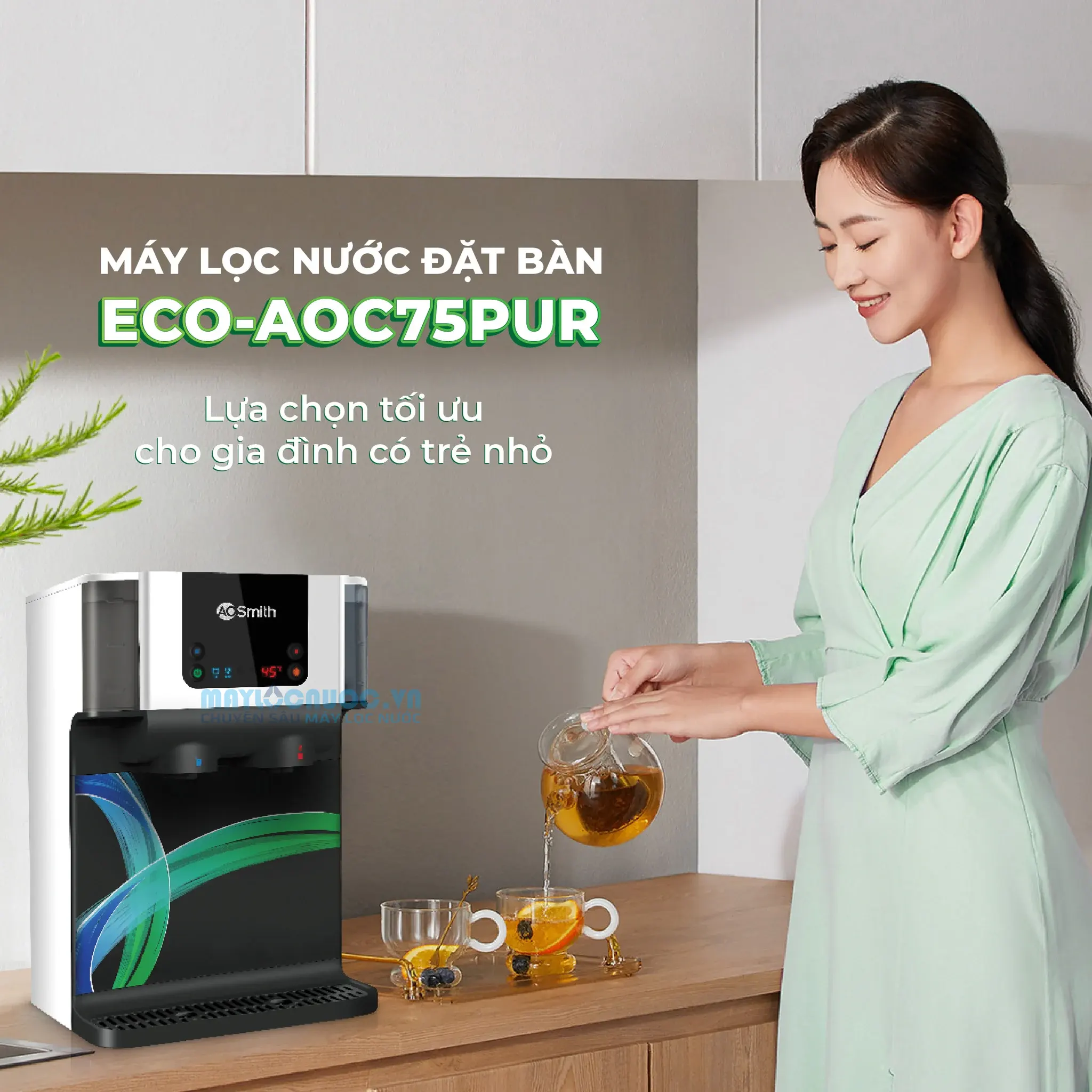 Máy Lọc Nước Đặt Bàn A. O. Smith ROSS™ ECO-AOC75PUR