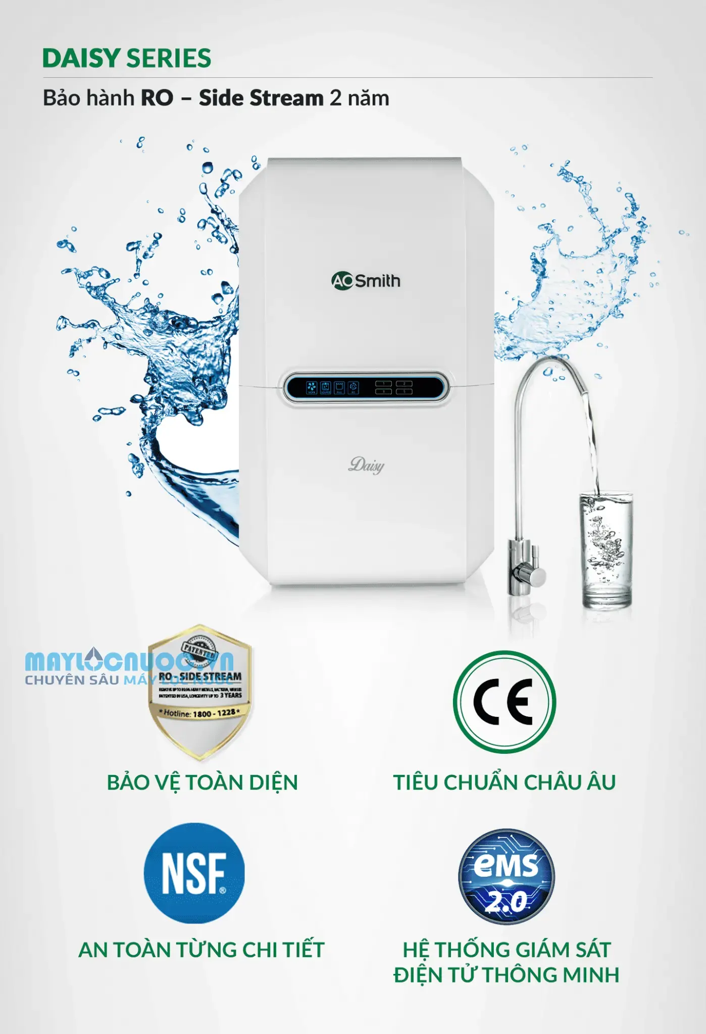 Máy lọc nước A. O. Smith Daisy - 5 cấp lọc