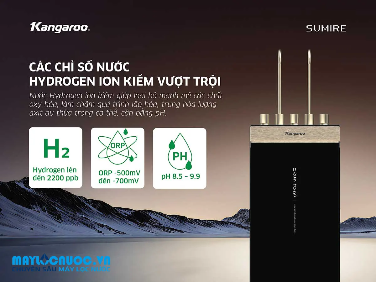 Máy lọc nước Kangaroo Hydrogen ion kiềm nóng lạnh KGHC13A3