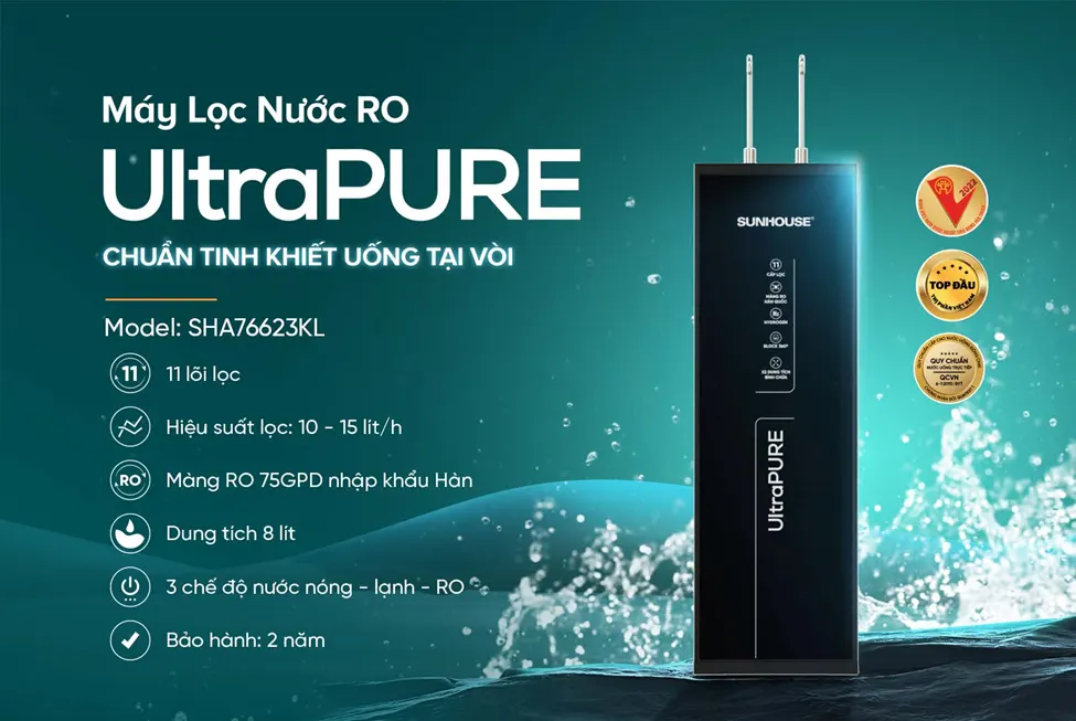 MÁY LỌC NƯỚC RO UltraPURE SUNHOUSE SHA76623KL- 11 LÕI