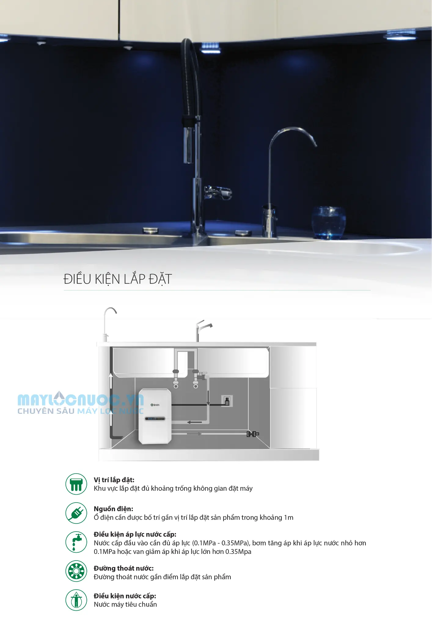 Máy lọc nước A. O. Smith G1 - 5 cấp lọc