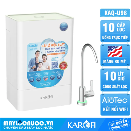 Máy lọc nước Karofi KAQ-U98 - 10 Lõi Thông Minh - Mới 2024