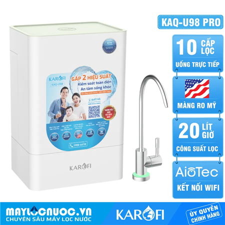 Máy lọc nước Karofi KAQ-U98 Pro - Vòi LED, 10 lõi lọc