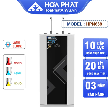 Máy lọc nước nóng lạnh Hòa Phát HPN638 - Lạnh Block