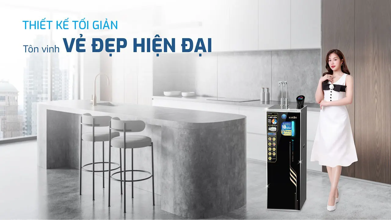 Thiết kế đẹp Máy lọc nước nóng lạnh Hydro-ion Kiềm Karofi SA8 PREMIUM
