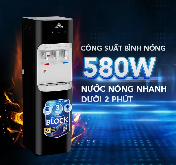 Cây nước nóng lạnh Hòa Phát HHC385 làm nóng siêu tốc