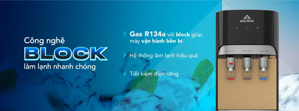 Công nghệ làm lạnh Block Cây nước nóng lạnh Hòa Phát HHC388