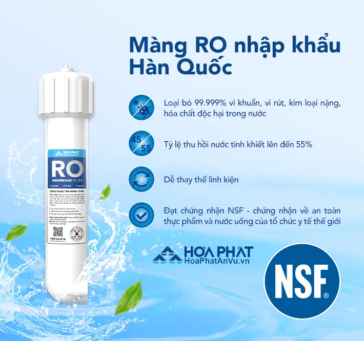 Máy lọc nước Hòa Phát HPR556 Màng RO nhập khẩu Hàn Quốc