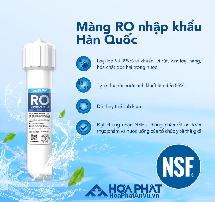 Màng RO Nhập Khẩu Hàn Quốc Máy lọc nước Hòa Phát HPU488 - 11 lõi lọc