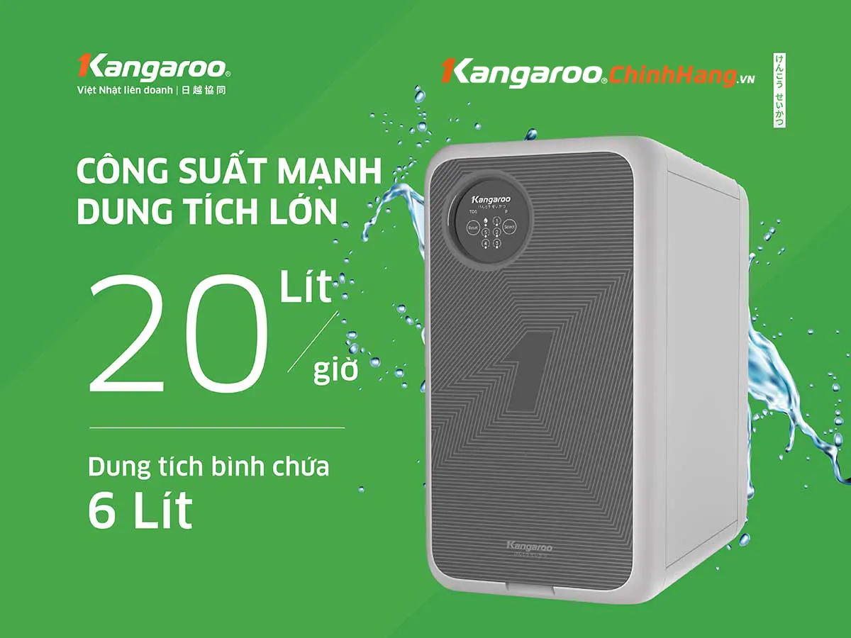 Công suất lọc 20 lít/giờ Máy lọc nước Kangaroo Hydrogen KG100US