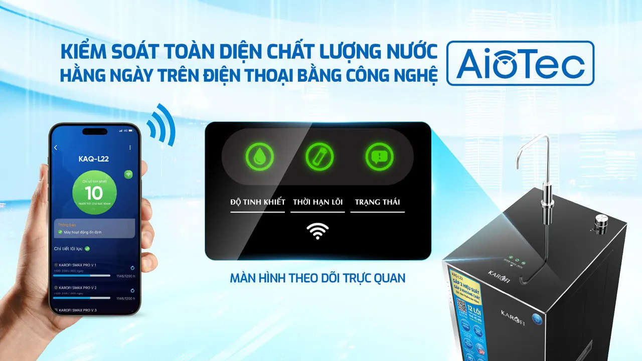 máy lọc nước Karofi KAQ-L22 công nghệ Aiottec