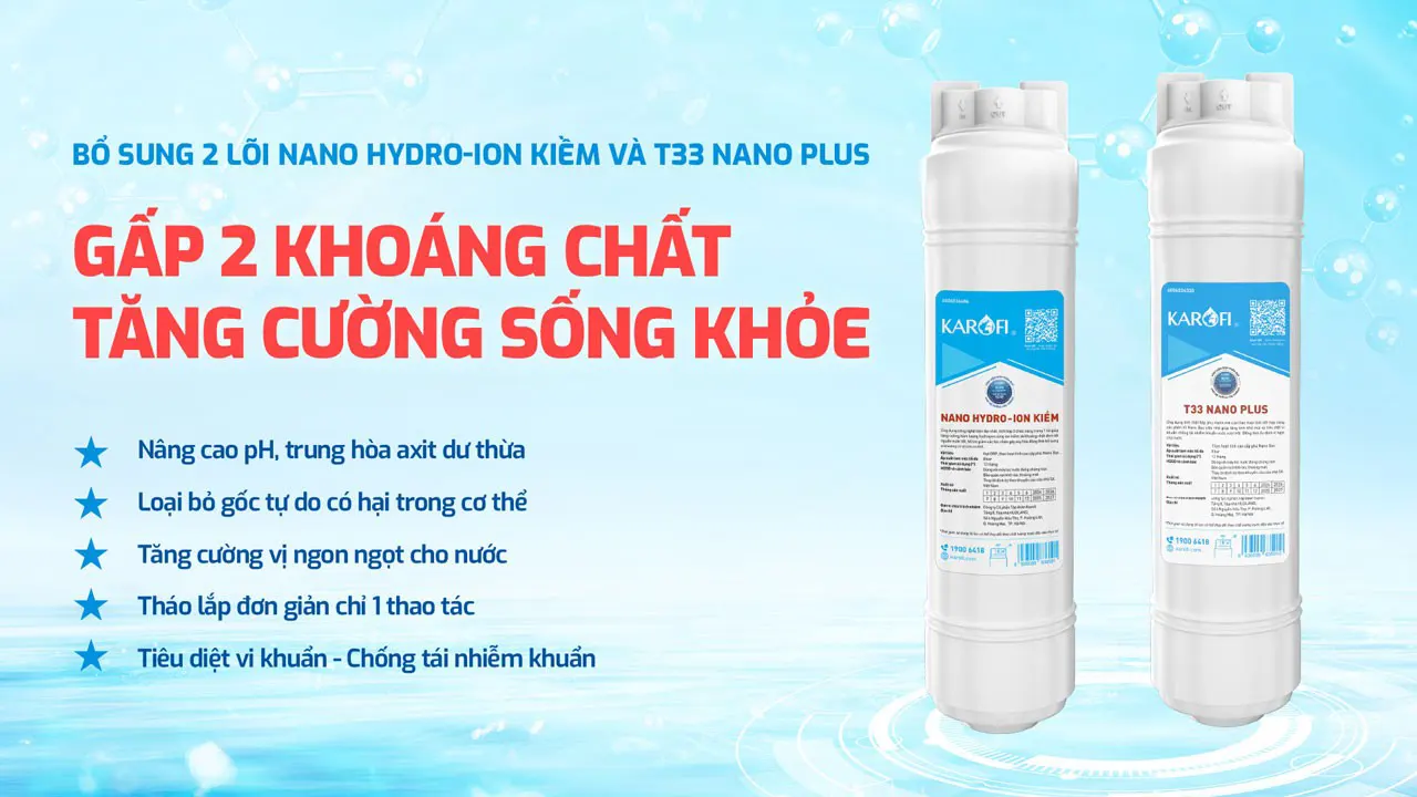 Bổ sung thêm 2 lõi  máy lọc nước Karofi KAQ-L22 