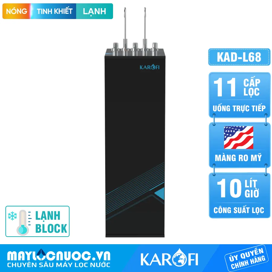 Máy lọc nước nóng lạnh Karofi KAD-L68 - 11 Lõi Lọc