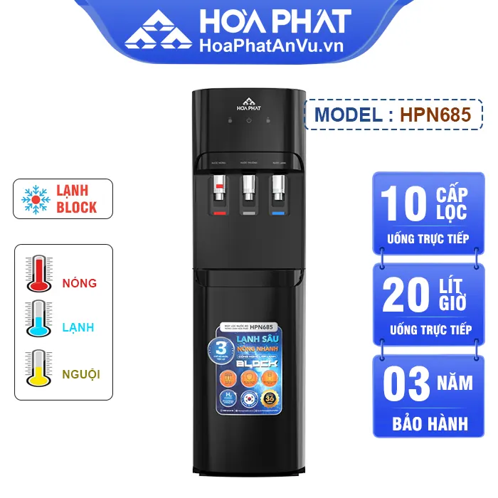 Máy lọc nước nóng lạnh Hòa Phát HPN685 - Lạnh Block