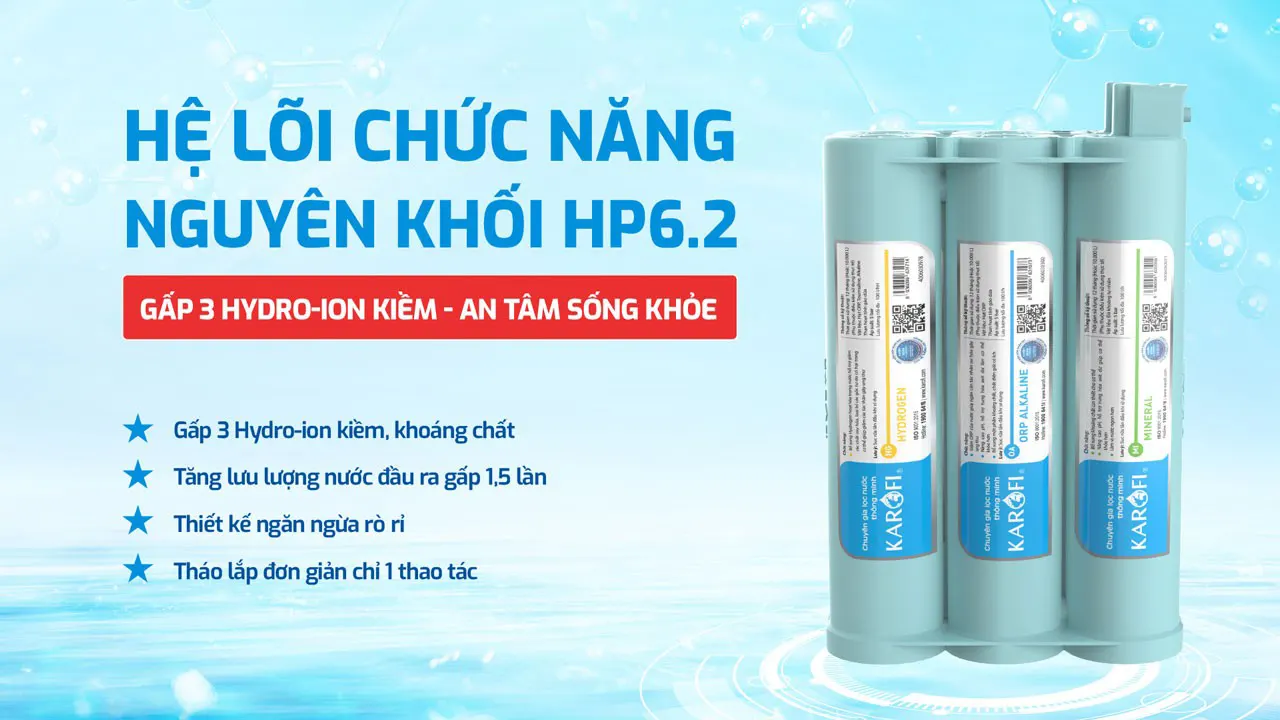 Bộ lõi HP 6.2 cao cấp Máy lọc nước nóng lạnh Karofi Karofi KAD-L85