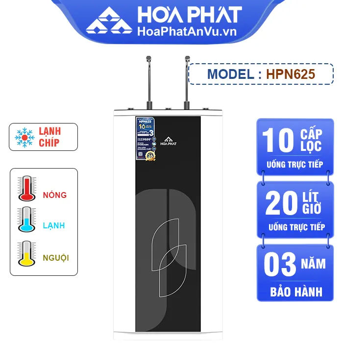 Máy lọc nước nóng lạnh Hòa Phát HPN625 - Lạnh Chíp