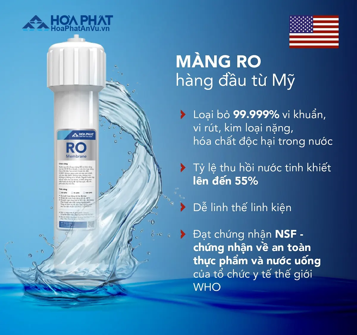 Máy lọc nước RO nóng lạnh Hòa Phát HWBS1B1021T