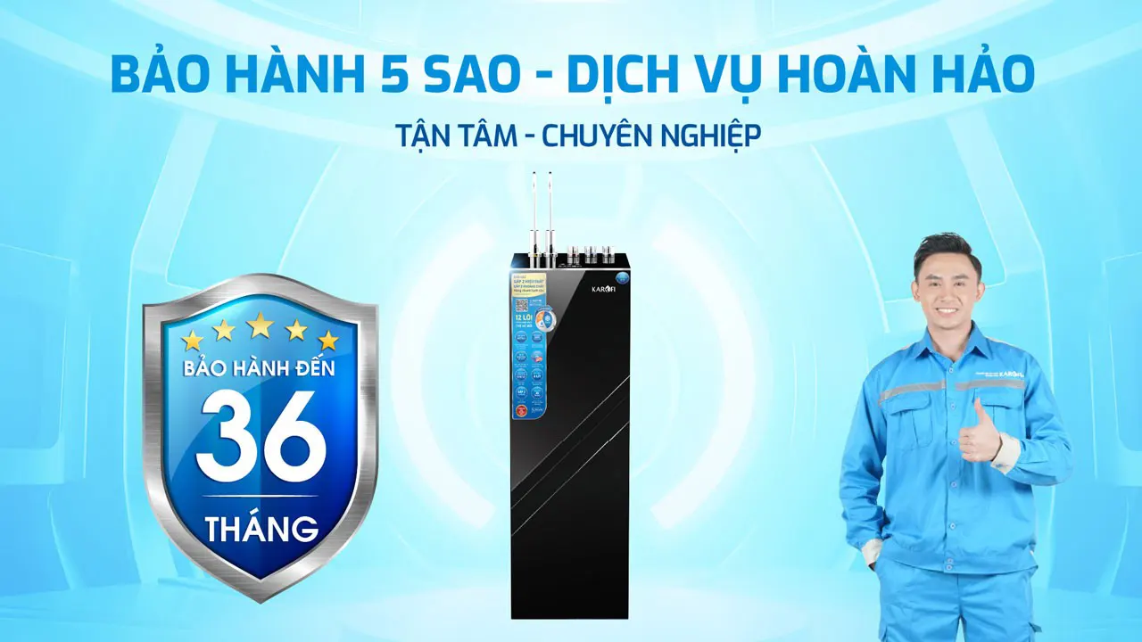 Bảo hành 36 tháng máy lọc nước nóng lạnh Karofi KAD-L82