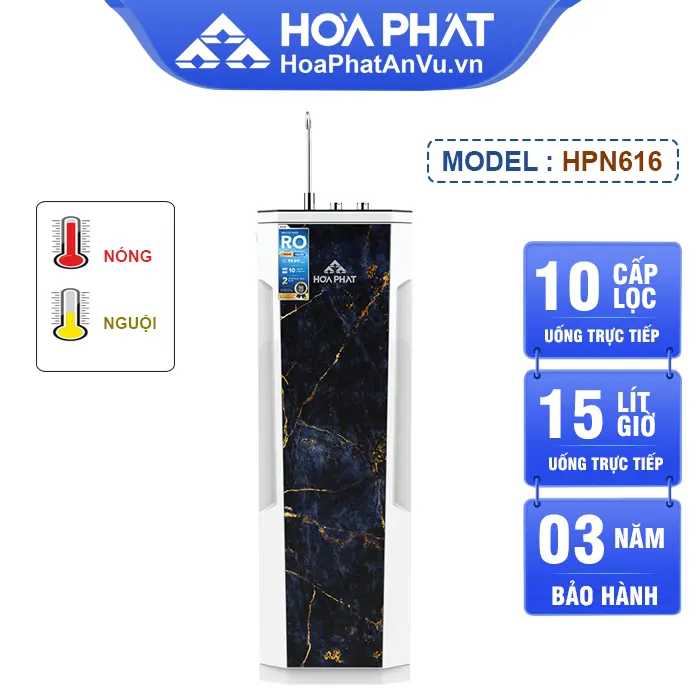 Máy lọc nước nóng nguội Hòa Phát HPN616 - 10 Lõi lọc