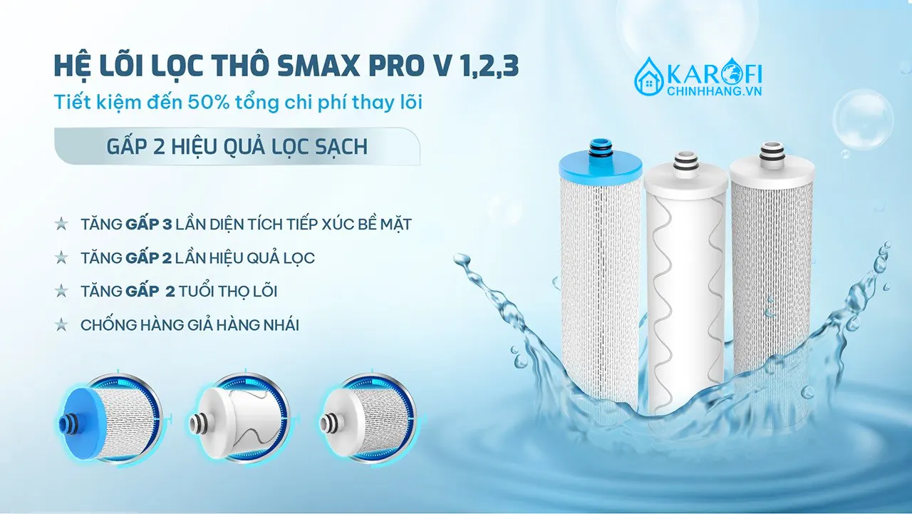 Máy lọc nước nóng lạnh Hydro-ion Kiềm Karofi SA9 PREMIUM
