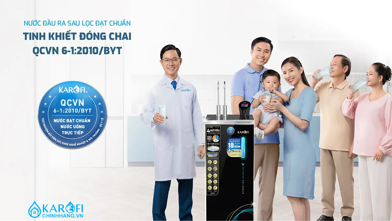 Máy lọc nước nóng lạnh Hydro-ion Kiềm Karofi SA9 PREMIUM
