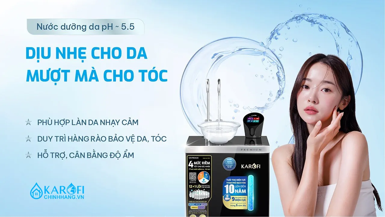 Máy lọc nước nóng lạnh Hydro-ion Kiềm Karofi SA9 PREMIUM