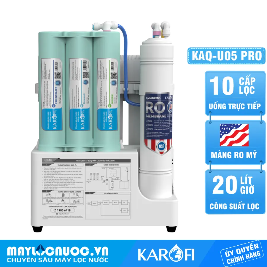 Máy lọc nước Karofi KAQ-U05 Pro - 10 Lõi lắp gầm