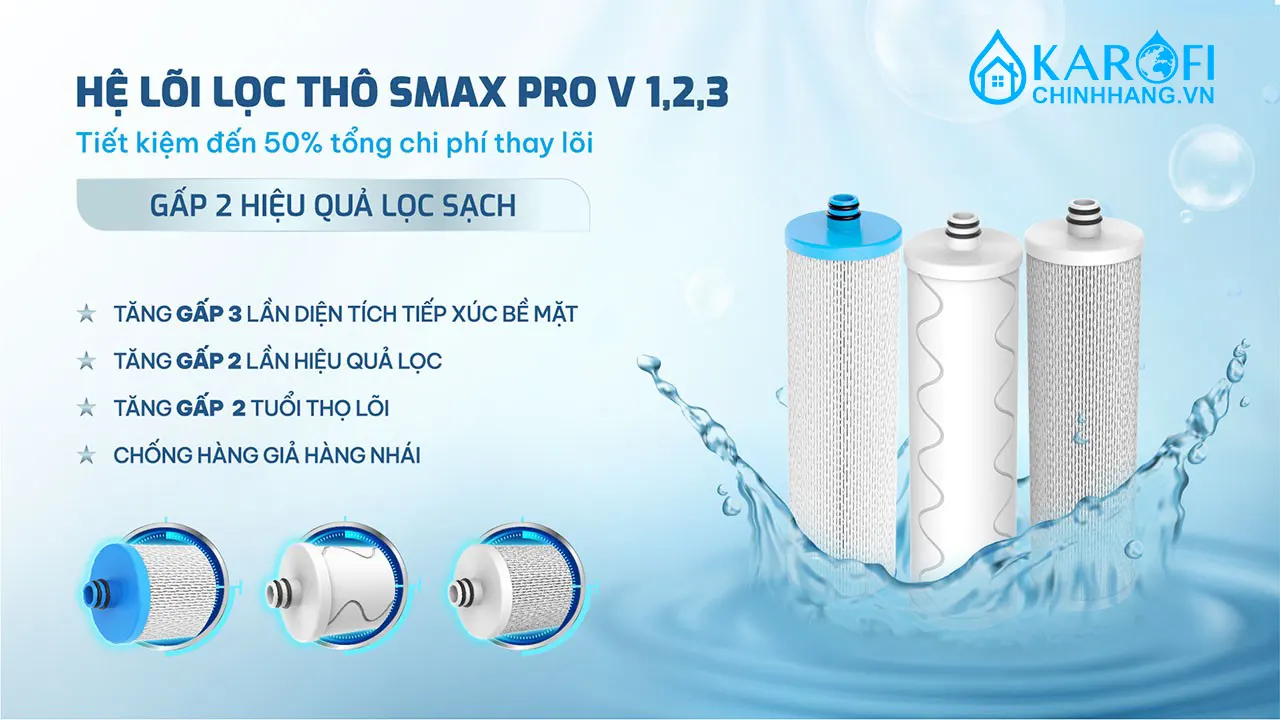 Máy lọc nước nóng lạnh Hydro-ion Kiềm Karofi SA8 PREMIUM