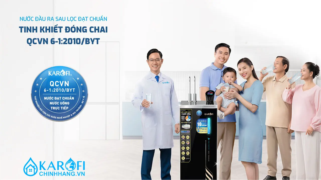 Máy lọc nước nóng lạnh Hydro-ion Kiềm Karofi SA8 PREMIUM