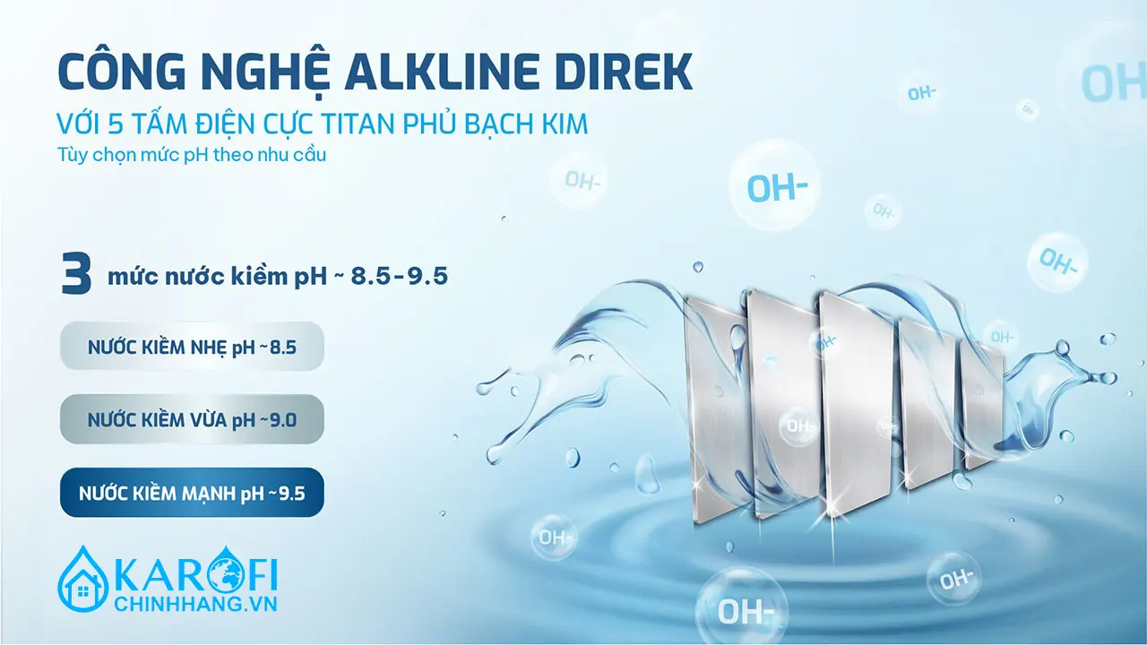 Máy lọc nước nóng lạnh Hydro-ion Kiềm Karofi SA8 PREMIUM