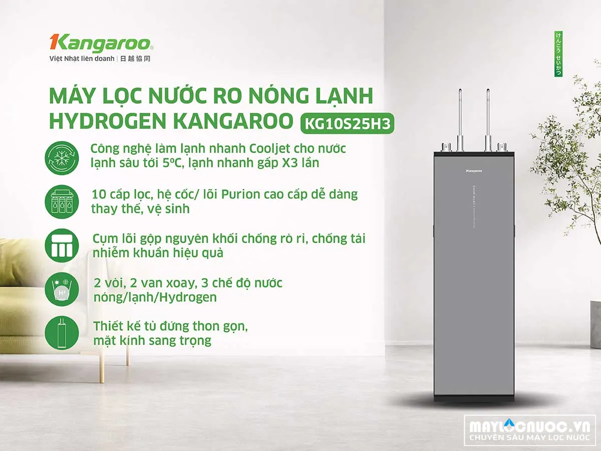 Máy lọc nước Kangaroo Hydrogen nóng lạnh KG10S25H3 Máy lọc nước Kangaroo Hydrogen nóng lạnh KG10S25H3