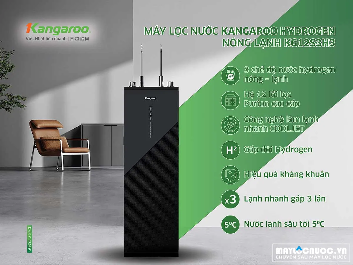 Máy lọc nước Kangaroo Hydrogen nóng lạnh KG12S3H3 Máy lọc nước Kangaroo Hydrogen nóng lạnh KG12S3H3
