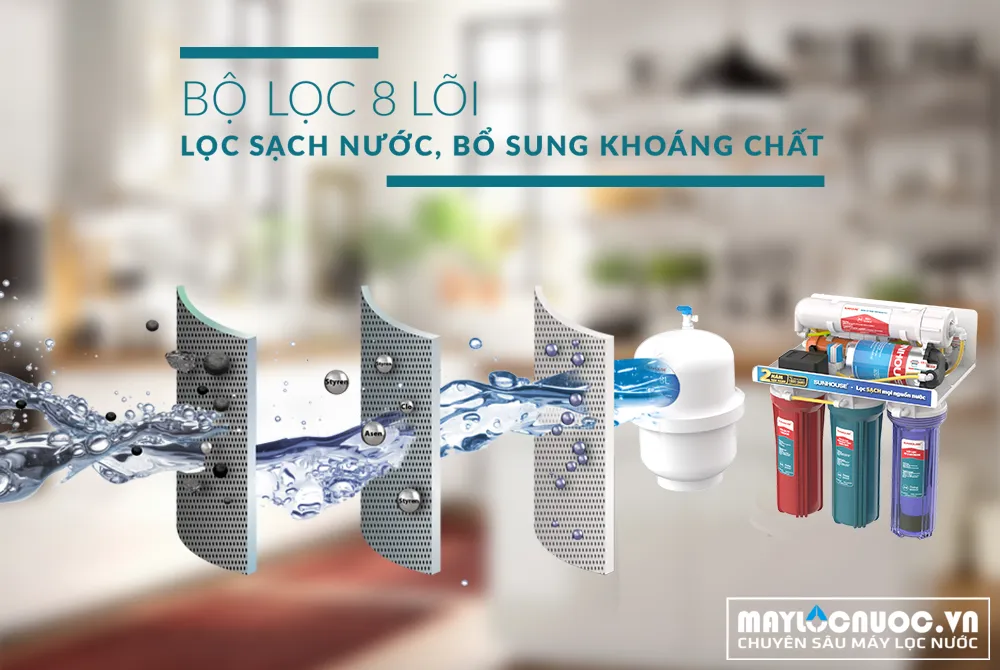 Máy lọc nước R.O không vỏ SUNHOUSE 8 lõi SHA8878KV 04
