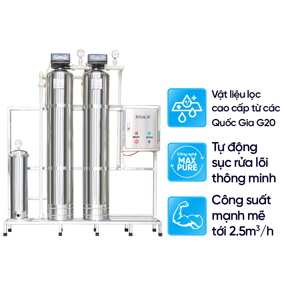 Máy lọc nước đầu nguồn Karofi KTF-332i chất lượng cao - Cột Inox 304